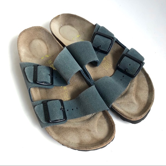 birkenstock blue suede arizona